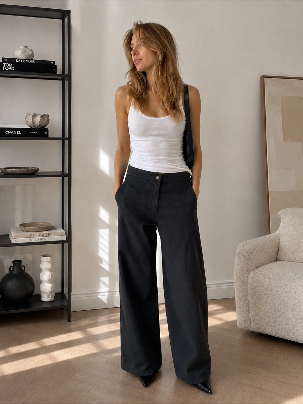 Aritzia Wilfred Free Ascendant Black Wide Leg Utility Pants Size 8